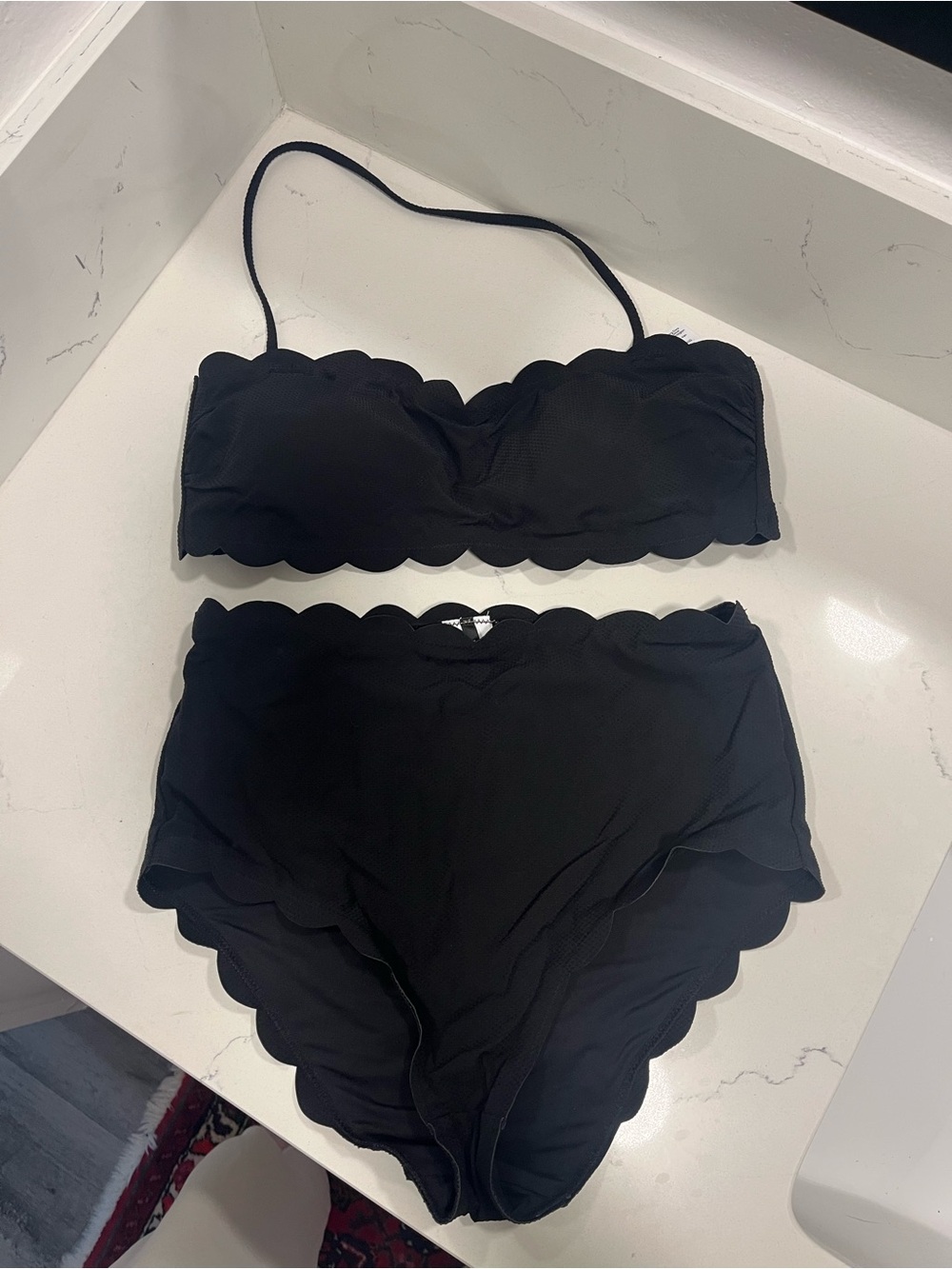 J. Crew Black Scalloped Bandeau Bikini Set